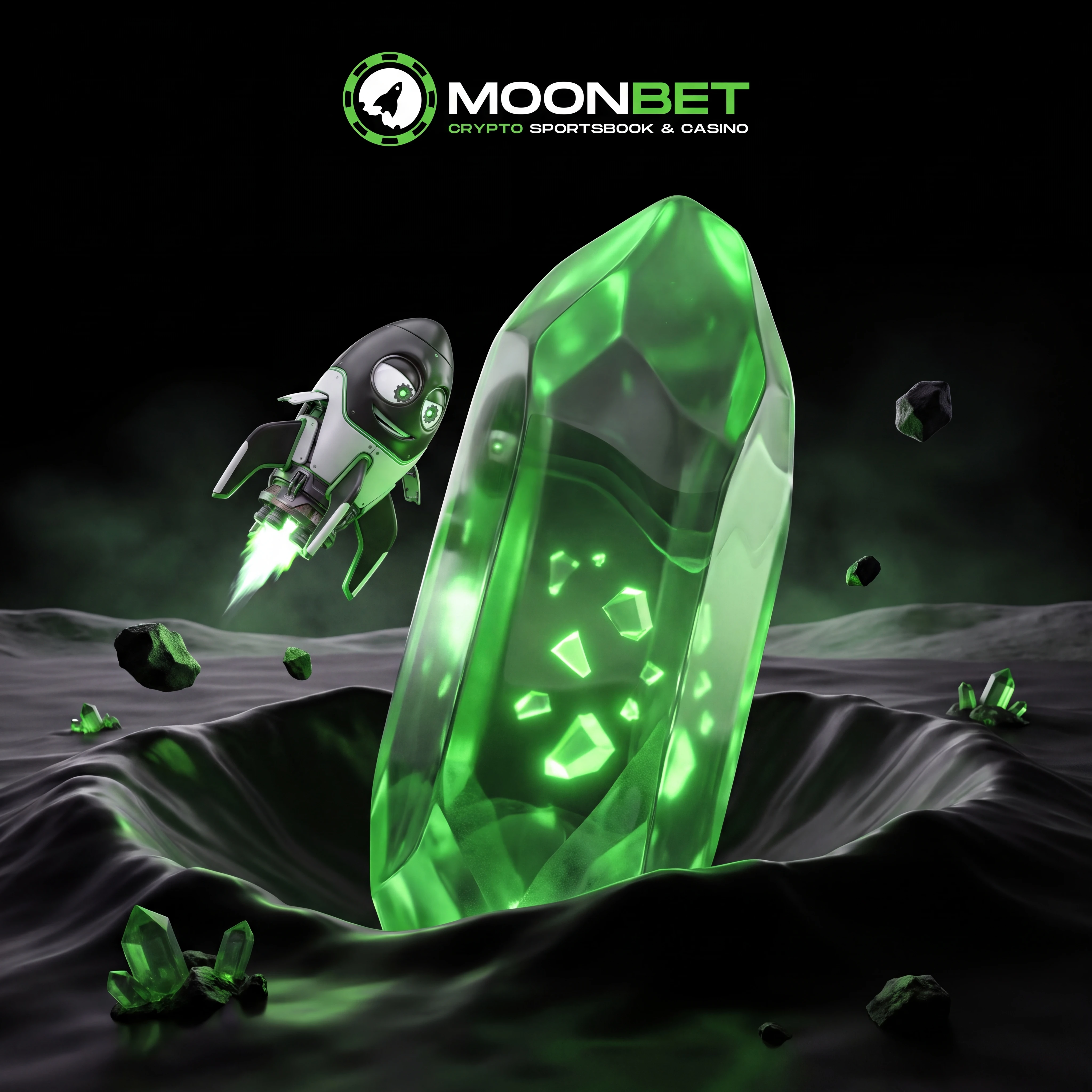 Emerald moon crystal illustration for Moonbet originals